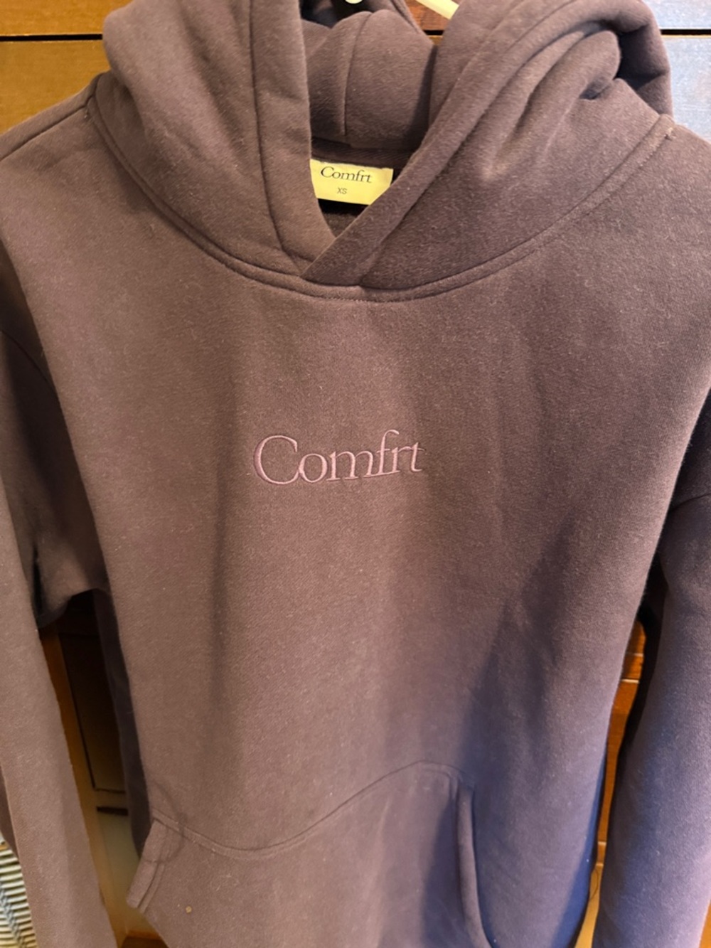 Comfrt Embroidered Hoodie in Deep Plum never worn
